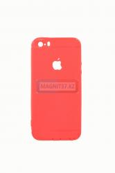 Чехол задник для iPhone 5 кожа (черный, красный)