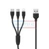 Кабель MicroUSB+ iPhone5+Type C резиновый